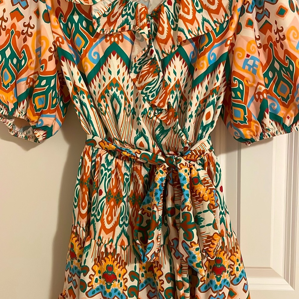 Multicolored Patterned Mini Dress - Picture 4 of 6